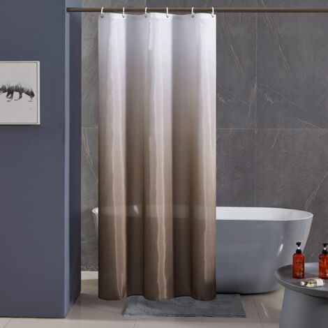 1 Rideau De Douche 100x200cm Polyester Imperméable Anti Moisissure Avec 6 Anneaux Métal Pour Salle De Bain