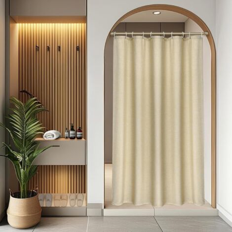 1 Rideau de douche,Lin texturé,Imperméable,Polyester lavable,Anti-moisissure,Salle de bain,Hôtel