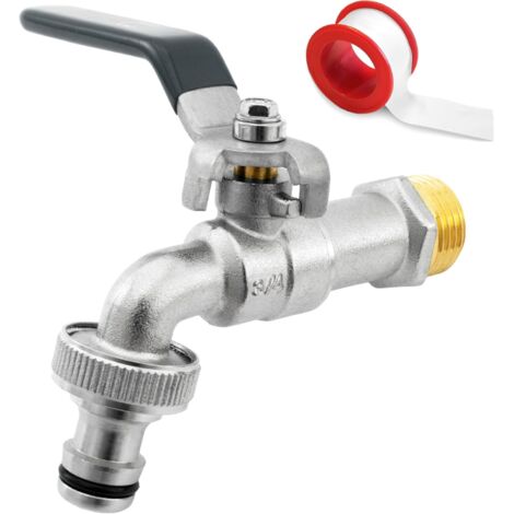 1 Robinet Laiton 3/4 Pouces, Résistant Gel Et Rouille, Raccord Inclus Pour Jardin, Machine À Laver