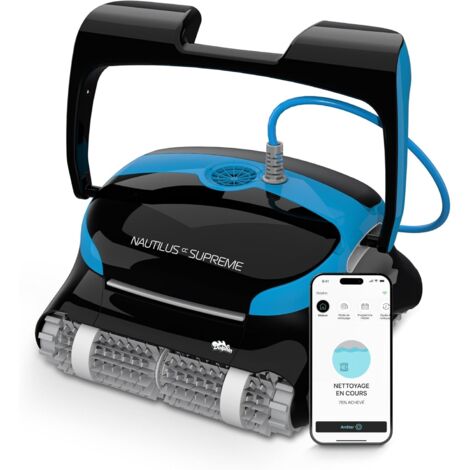 1 robot piscine hors sol, nettoyage fond parois ligne d'eau, filtre ultra-fin, câble anti-entortillement, contrôle via application