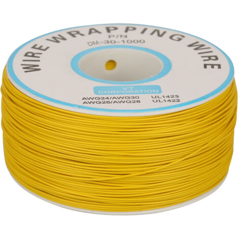 1 Rolle 30AWG Kupferdraht mit massivem Kern, 0,25 mm Kerndurchmesser (gelb)