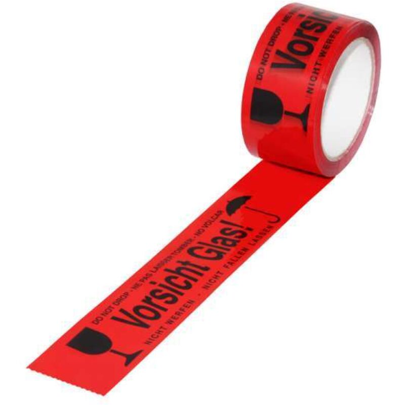 Sanundo - 1 Rolle Paketband Packband ''Vorsicht Glas'' 48mm x 66m Paketklebeband leise