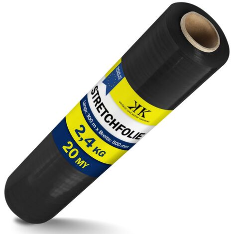 1 Rolle Stretchfolie Palettenfolie Wickelfolie 20 my 500mm x 300m schwarz