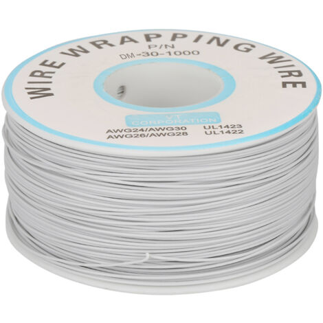 1 rotolo di filo avvolto in filo di rame singolo 30 AWG, diametro del nucleo di 0,25 mm (bianco)