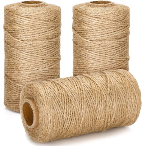 1 Rouleau Ficelle Jute 300M Corde Naturelle 2MM Pour Jardinage Décoration Mariage DIY