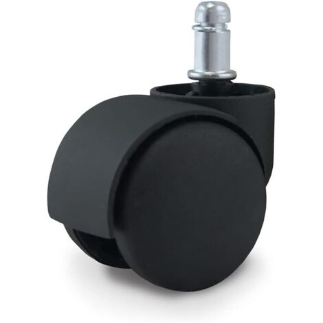 1 roulette pour fauteuil de bureau, diamètre 50 mm, tige 11 mm, noir, adaptation universelle sur pieds étoile