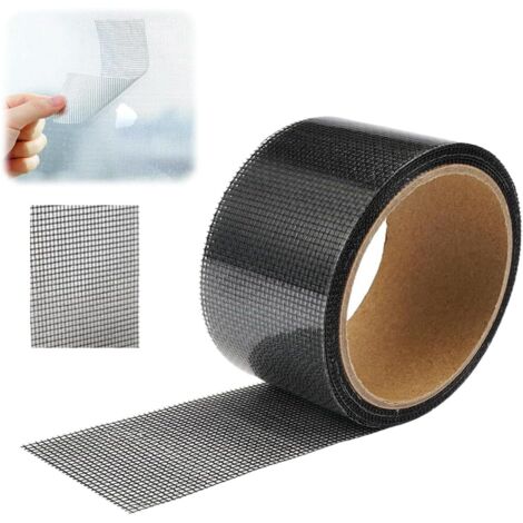 1 Ruban Adhésif Moustiquaire Fibre De Verre 5cm X 2m Noir Réparation Fenêtre Porte Patio