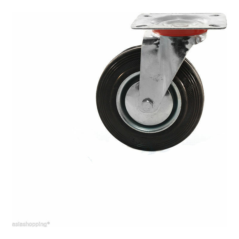 Image of 1 ruota in gomma 75 100 125 160 mm industriale con piastra girevole carrello dimensioni 100 mm