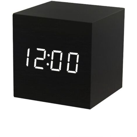 1 Rveil En Bois - Horloge Digitale Led Mini Avec Affichage De L'heure De La Temprature, Luminosit 3 Niveaux Et Contrle Vocal Idal Pour Les Voyage