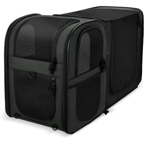 1 Sac à Dos pour Chien et Chat, Extensible, Maille Respirante 360°, Double Fermeture, Randonnée