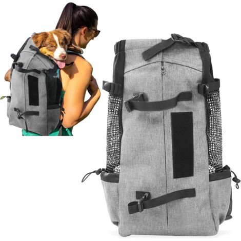 1 Sac à dos pour chien, transport chat, respirant, double compartiment, animaux jusqu'à 16,5 kg, randonnée