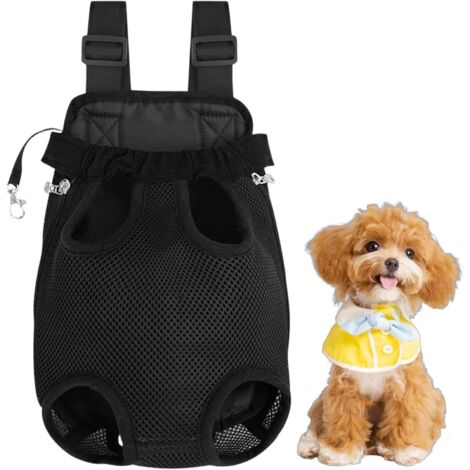 1 Sac à Dos Transport Chien Chat, Maille Respirante, Sangle Réglable, Portage Ventral Dorsal, Petit Animal Extérieur