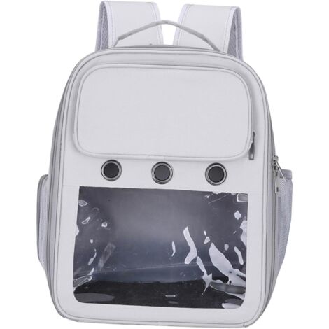 1 Sac À Dos Transport Chien, Fenêtres Transparentes, Tissu Oxford, Trous Respirants, Randonnée Gris