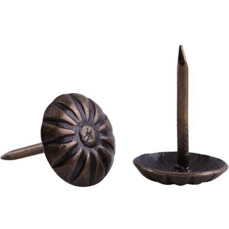 1 Sac de 100pcs Rétro Clous Décoratifs Antiques Couleur Bronze Antique en Fer pour Décoration Canapé Tapisser Punaise Meuble