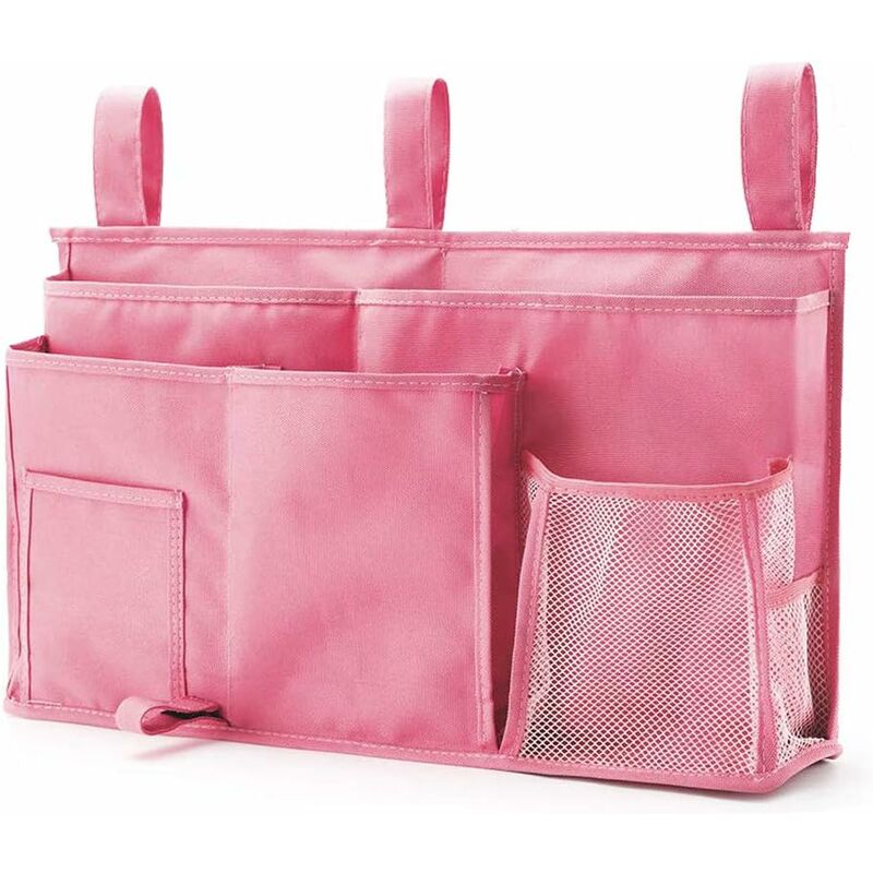 Linghhang - 1 Sac de rangement pour lit superposé(Rose), sac de rangement pour lit suspendu, 8 poches, pour lit de chambre d'étudiant, lit d'hôpital,