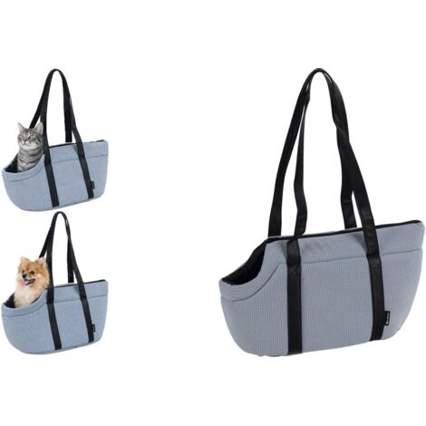 1 Sac de transport chat chien, polyester, ouverture dessus, coussin amovible, sangle intérieure, 46x23x25 cm