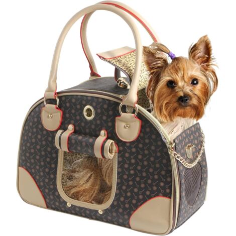 1 Sac de transport, Cuir synthétique, Approuvé avion, Poche latérale, Chien Chat, Voyage Randonnée