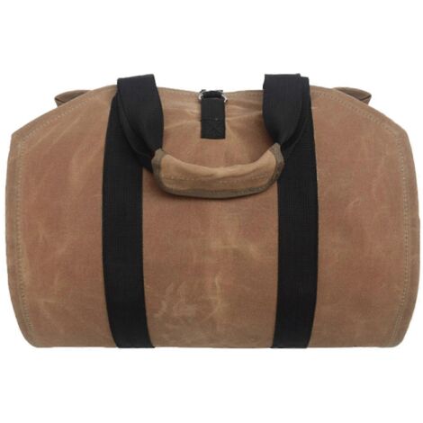 1. Sac de transport de bûches en toile cirée pour cheminée, avec poignées et sangle de sécurité, idéal pour camping et intérieur, support de bûches de bois. (185 caractères)