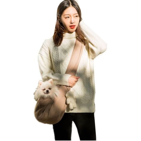 1 Sac de Transport pour Chien Chat, Coton et Polyester, Ouverture Supérieure, Ceinture Sécurité Intérieure, Poches Rangement, Voyage et Extérieur