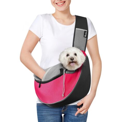 1 Sac de Transport pour Chien, Maille Respirante, Poche Zippée, Sangle Réglable, Boucle de Sécurité, Voyage Quotidien