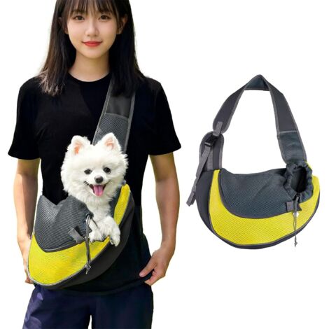 1 Sac de transport pour chien, réglable, tissu Oxford et maille, respirant, mains libres, voyages en plein air
