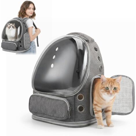 1 Sac Transport Chat Chien, Bulle Transparente, Mesh Respirant, Pliable, Voyage Vétérinaire