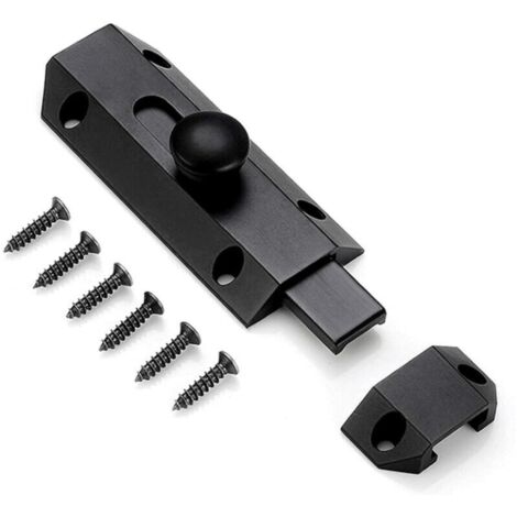 1 Safety Lock Latch with Pure Thick Brass Bolt, Heavy Duty Gate Latch, Black