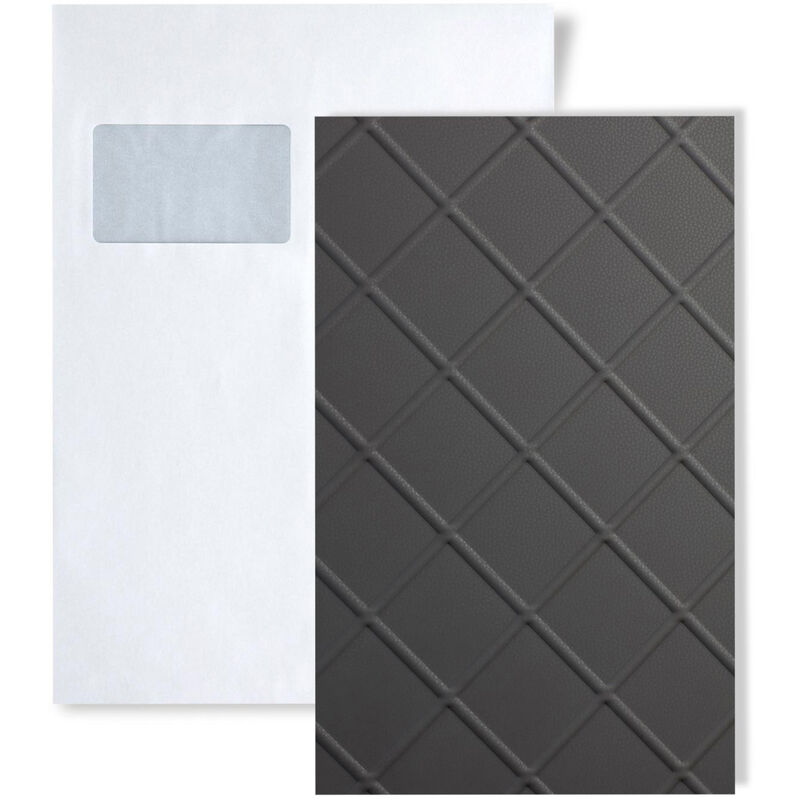 1 sample piece S-19546 Wallface cord charcoal light Leather Collection Sample of wall panel in din A5 size - grey