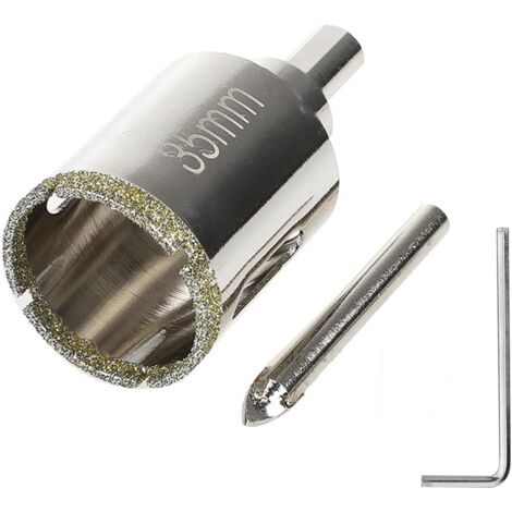 1 scie cloche,35mm,diamant brasé,foret guide,verre,céramique,granit