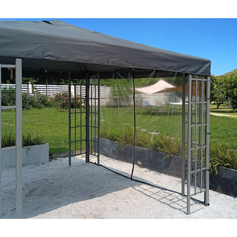 1 Seitenteil mit RV 300x200cm PVC transparent für Pavillons 3x3m mit Spanngummis