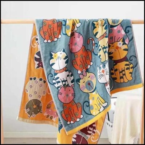 1 serviette de bain mignonne en coton (80 x 160 cm)