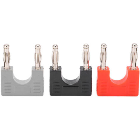 1 Set Connecteur Banane U38 4mm Double Rangée en Cuivre Nickelé, Prise Banane Rouge Noir Gris pour Câbles