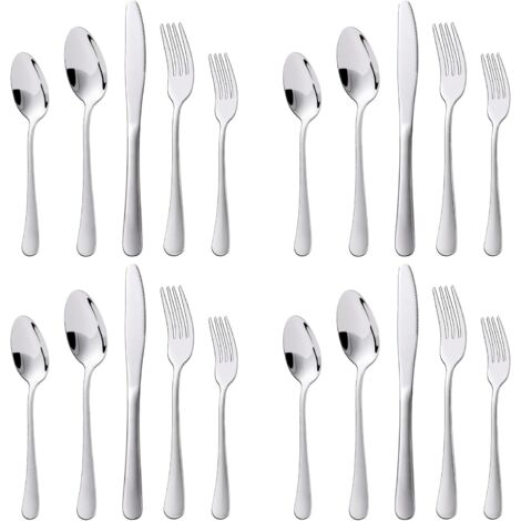 1 Set Couverts De Table, Acier Inoxydable, 20 Pièces Argenté, Ménagère Pour 4 Personnes