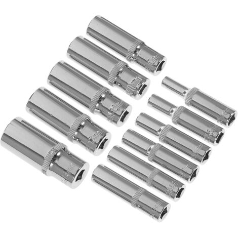 1 set di bussole esagonali lunghe Crv compatibili con chiave a cricchetto in acciaio al cromo-vanadio con anti
