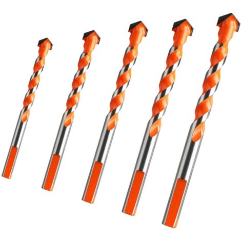 1 Set di punte da trapano Set di chiavi per utensili rotanti Punte per piastrelle Utensile elettrico per muratura Apri foro Trapano triangolare Lega di carburo di carburo Arancione 5 pezzi