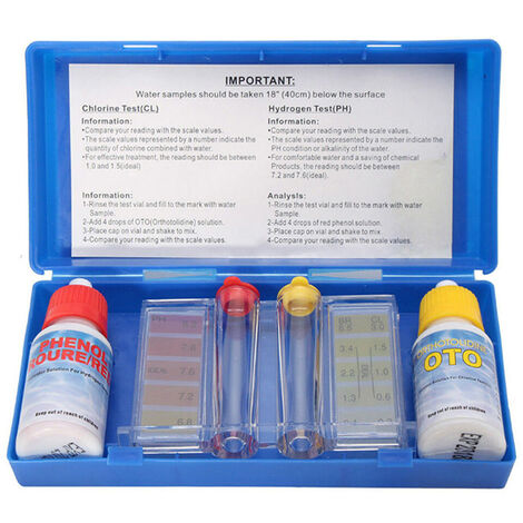1 Set Kit de test de qualité de l'eau chlorée PH Kit de test Hydrotool Accessoires pour piscine WHShopping Multicolore