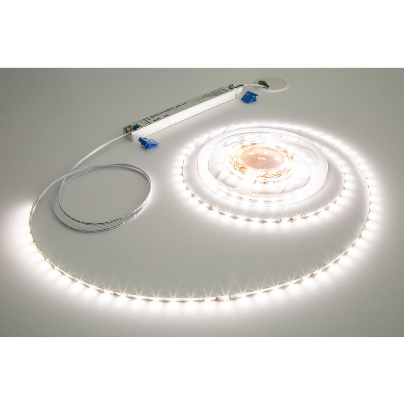 LED Set - Leuchtband Strip in Warmweiß & Neutralweiß inkl. Slim Line Trafo:neutralweiß, 5 Meter