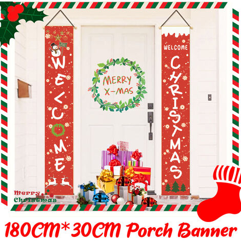 1 Set Merry Christmas Banner Decorazione per esterni per la casa Pendente per tende natalizie (dimensioni: 30x180 cm)