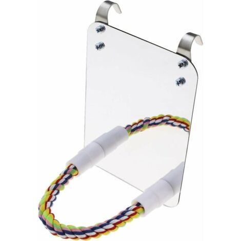 1 Set Miroir pour Oiseaux Acrylique avec Support de Perchoir D'oiseau pour Perroquet Perruche Cacatoès Conure Tourtereaux Finch Canaris Cage Oiseaux Jouets,