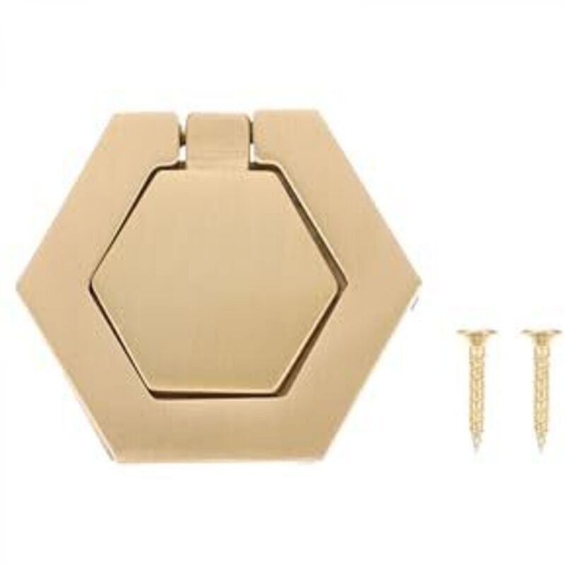 1 set of decorative copper hexagonal drawer handles for furniture and cabinets, elegant, gold color