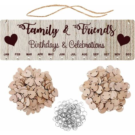 1 Set Rappel Suspendu Bricolage Calendrier en Bois Rappel Artisanat Calendrier Mural pour Salon Maison Chambre Anniversaire 56Vingt