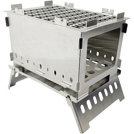 1 Set Réchaud de camping Portable en acier inoxydable Poêle à bois Poêle Bbq Grill