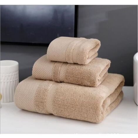 1 Set Serviette De Plage Plage Coton Swim Voyage Camping Serviettes De Plage Douces Serviettes À Main 3 Tailles (Kaki)