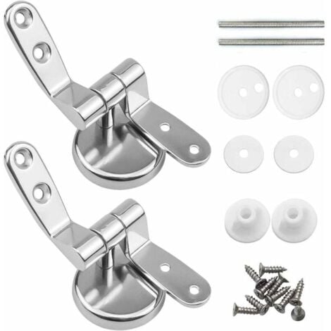 1 SET Toilet Seat Hinges Zinc Alloy Replacement Parts-Adjustable Toilet Seat Bolts and Nuts Left and Right Hinges-Strong and Durable (Not Easy to Fall Off)