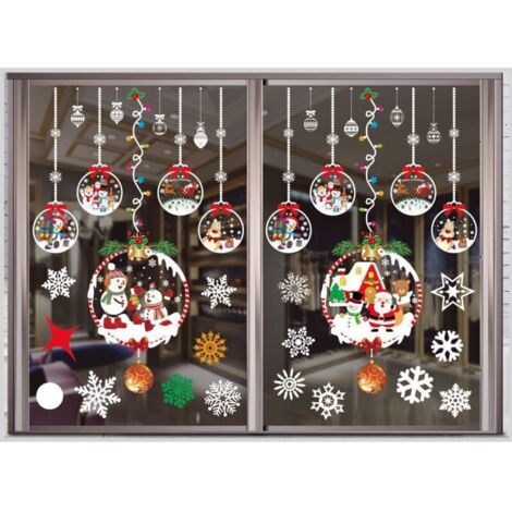 1 Set Weihnachts-Fensteraufkleber, große Weihnachts-Fensteraufkleber, abnehmbar & statisch & wiederverwendbar, doppelseitig, DIY Weihnachts- & Winter-Dekoraufkleber für Fensterglas