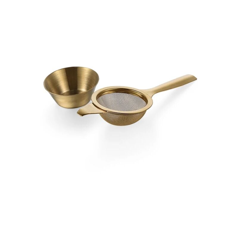 1 Set wiederverwendbares feines Teesieb Kongfu Sieb Edelstahlsieb wiederverwendbares Teekannensieb mit goldenem Griff | 08300021006770