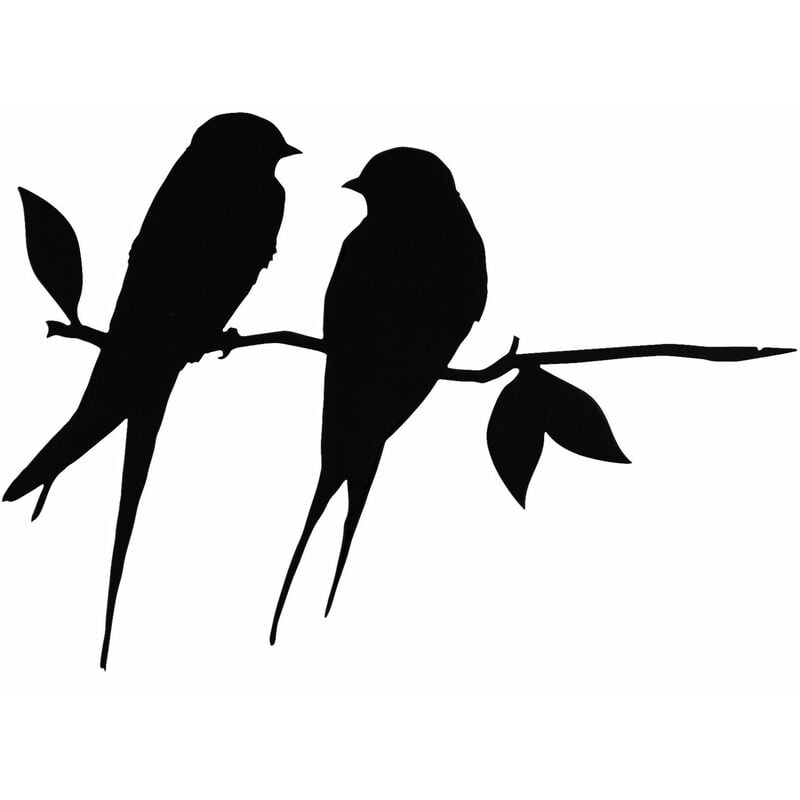 1 silhouette d'oiseau en métal, hirondelle rustique silhouette d'oiseau en fer forgé noir sur une branche décorée pour un arbre de jardin.