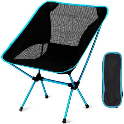1 silla de camping ultraligera, silla de pesca, azul, silla portátil compacta con bolsa de transporte para actividades al aire libre, camping, barbacoa, picnic, playa, senderismo