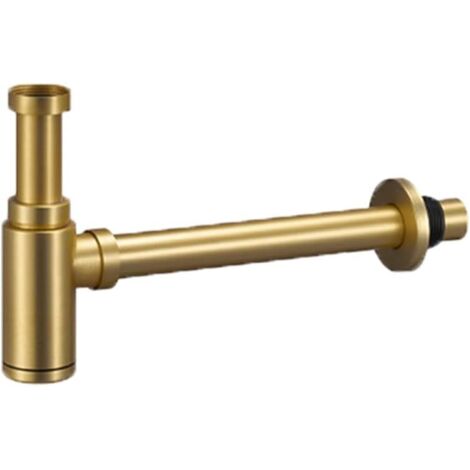 1 Siphon à bouteille, Acier inoxydable 304, Or brossé, Anti-odeur, Design mural, Pour lavabo salle de bain