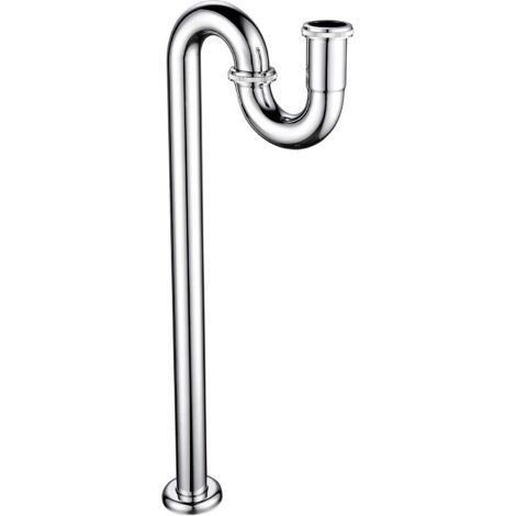 1 Siphon de lavabo, Laiton chromé, Design S Trap, Pour éviers 1 1/4, Anti-odeur